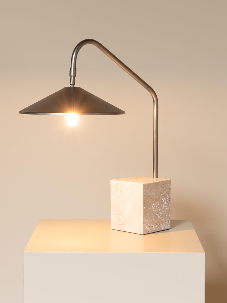 Lamp square travertine base Kromis - 6