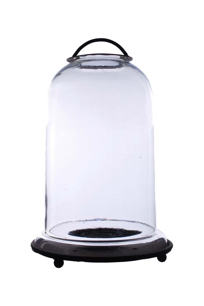 Large candle holder w/ metal base&handle - 2