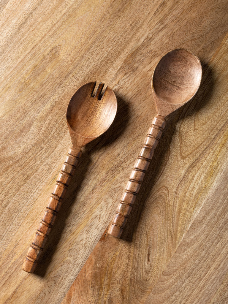 S/2 salad servers with carved handles - 1