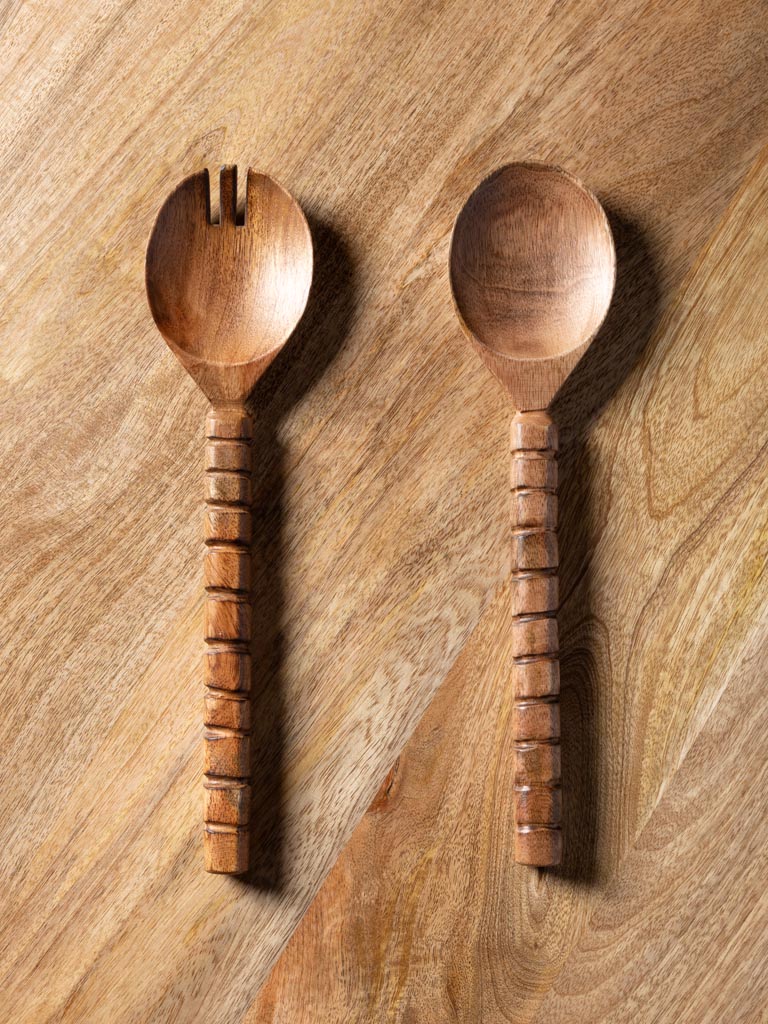 S/2 salad servers with carved handles - 3