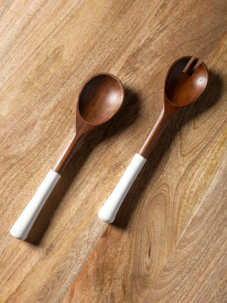 S/2 salad servers with lacquered handle - 1