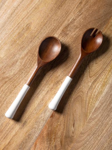 S/2 salad servers with lacquered handle