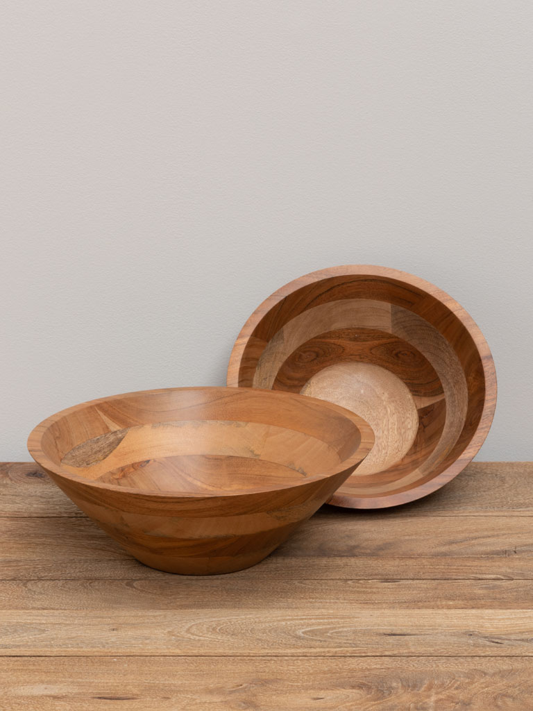 S/2 mix wood salad bowls - 1