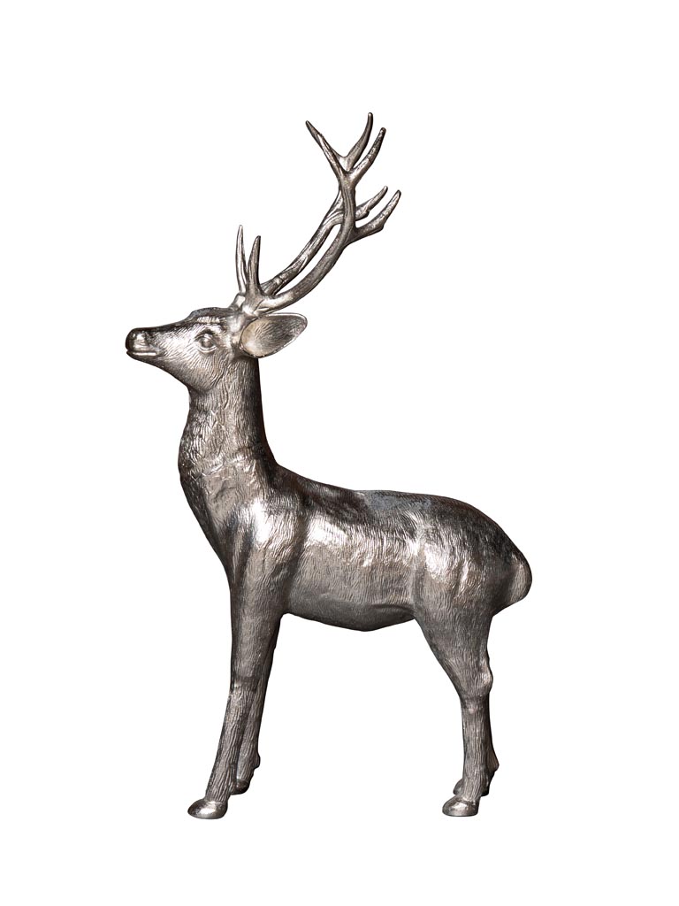 Standing deer xxl silver patina - 2