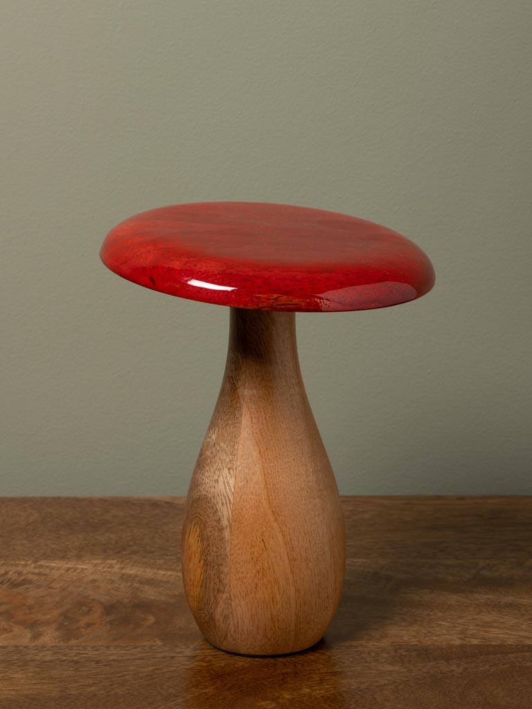 S/3 wooden mushrooms lacquered top - 5