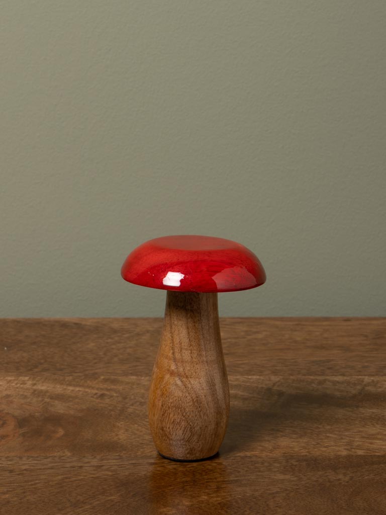 S/3 wooden mushrooms lacquered top - 7