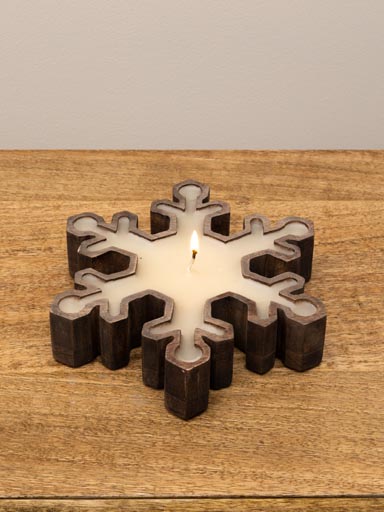 Bougie flocon en bois