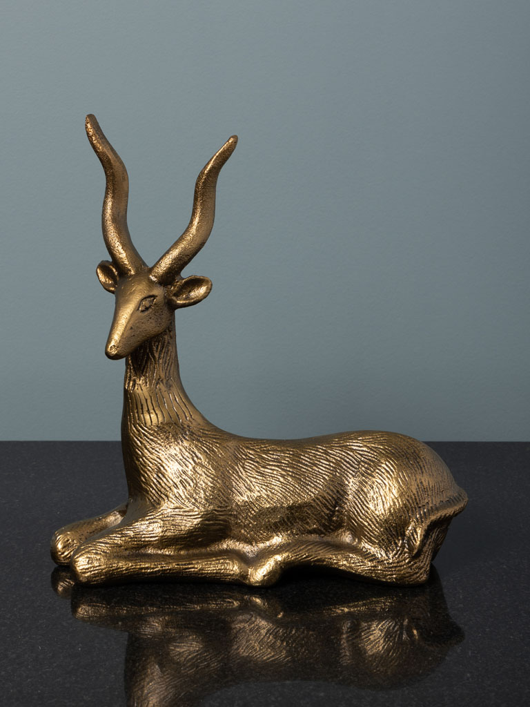 Lying gazelle golden patina - 1