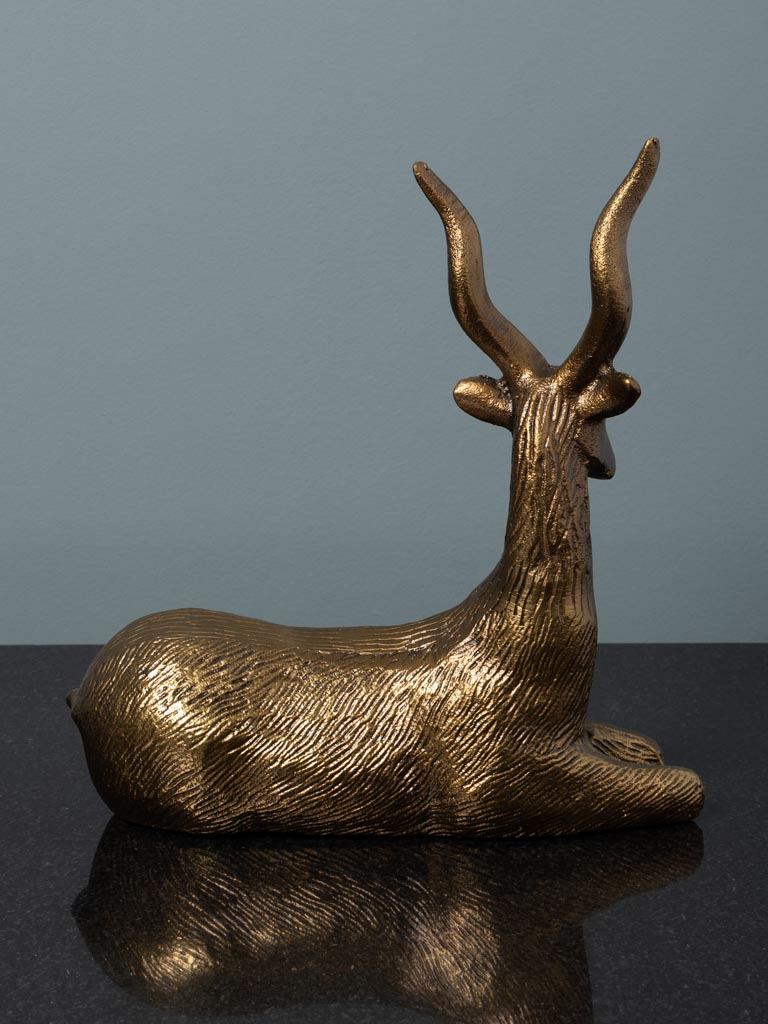 Lying gazelle golden patina - 4
