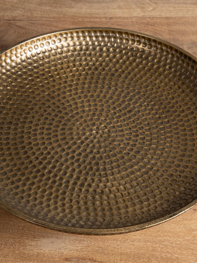 Hammered golden dish on base - 3