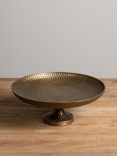 Hammered golden dish on base