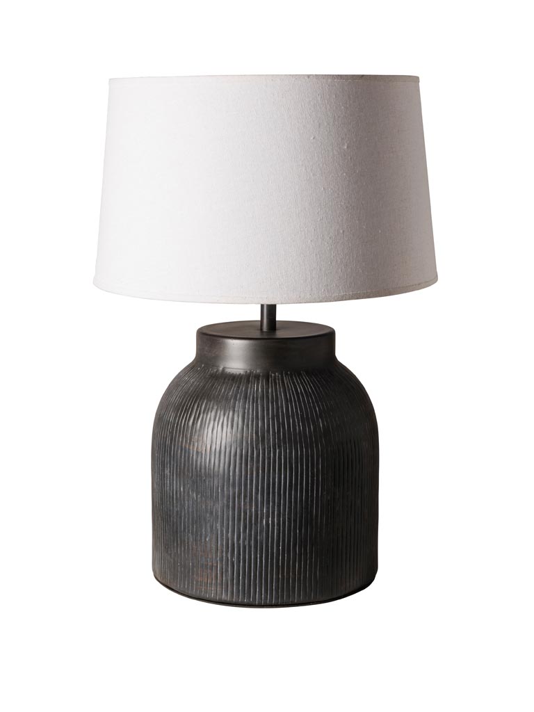 Dark grey ribbed table lampe - 2