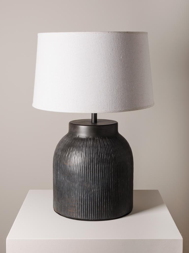 Dark grey ribbed table lampe - 1