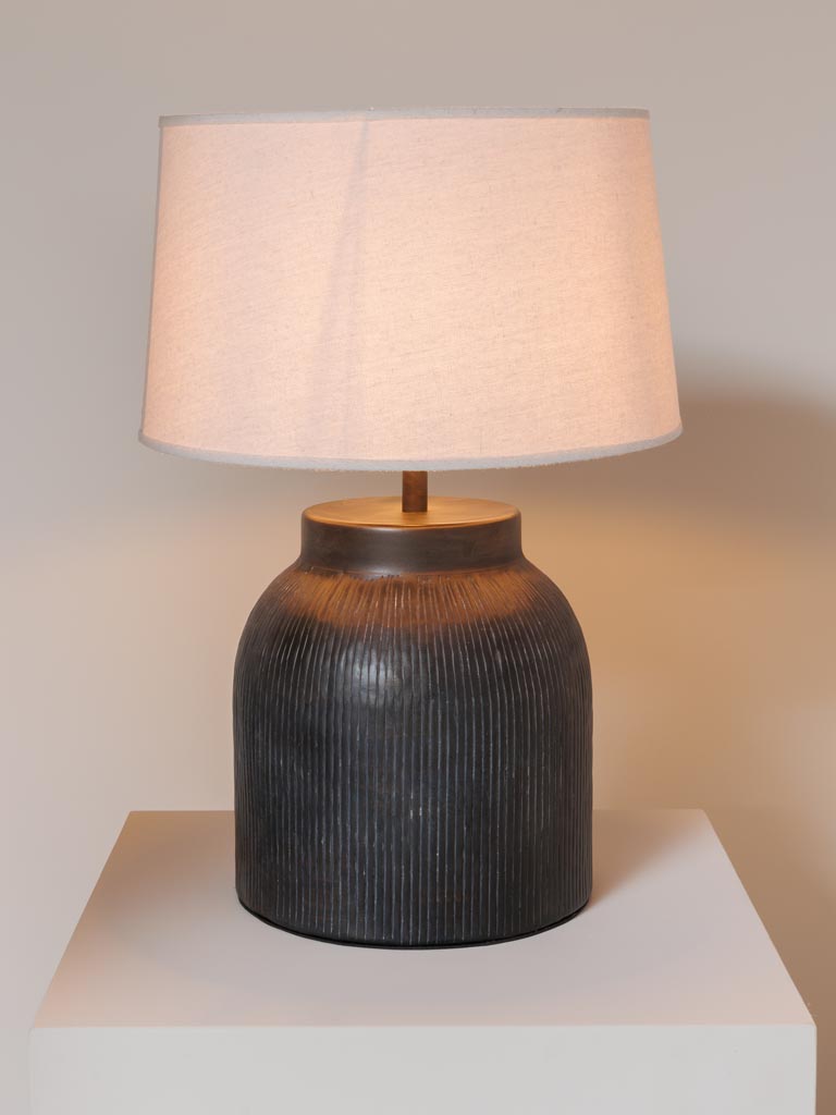 Dark grey ribbed table lampe - 4