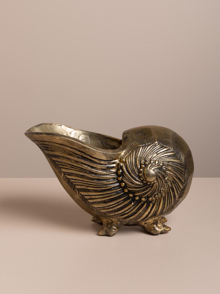 Golden shell planter on feet - 1
