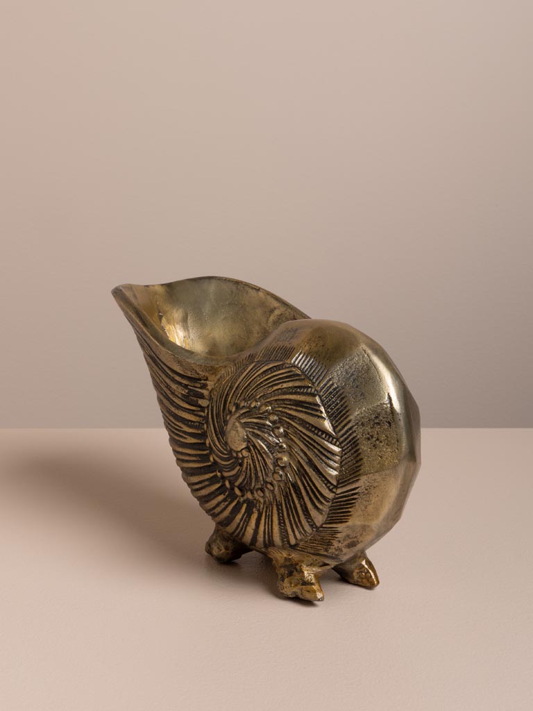 Golden shell planter on feet - 3