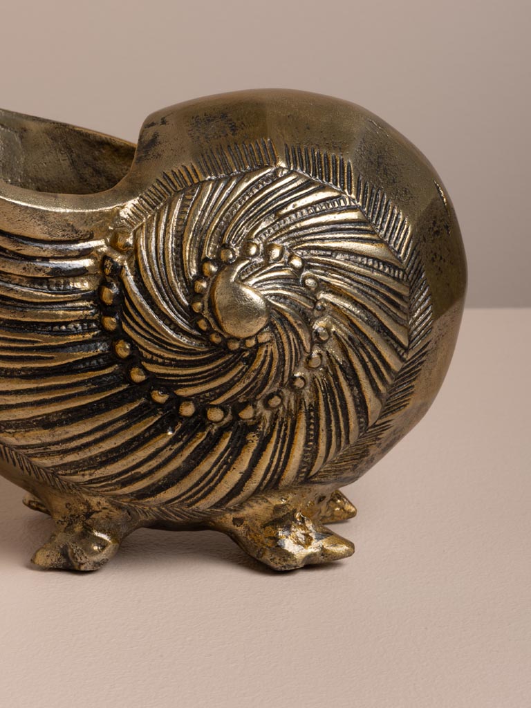 Golden shell planter on feet - 4