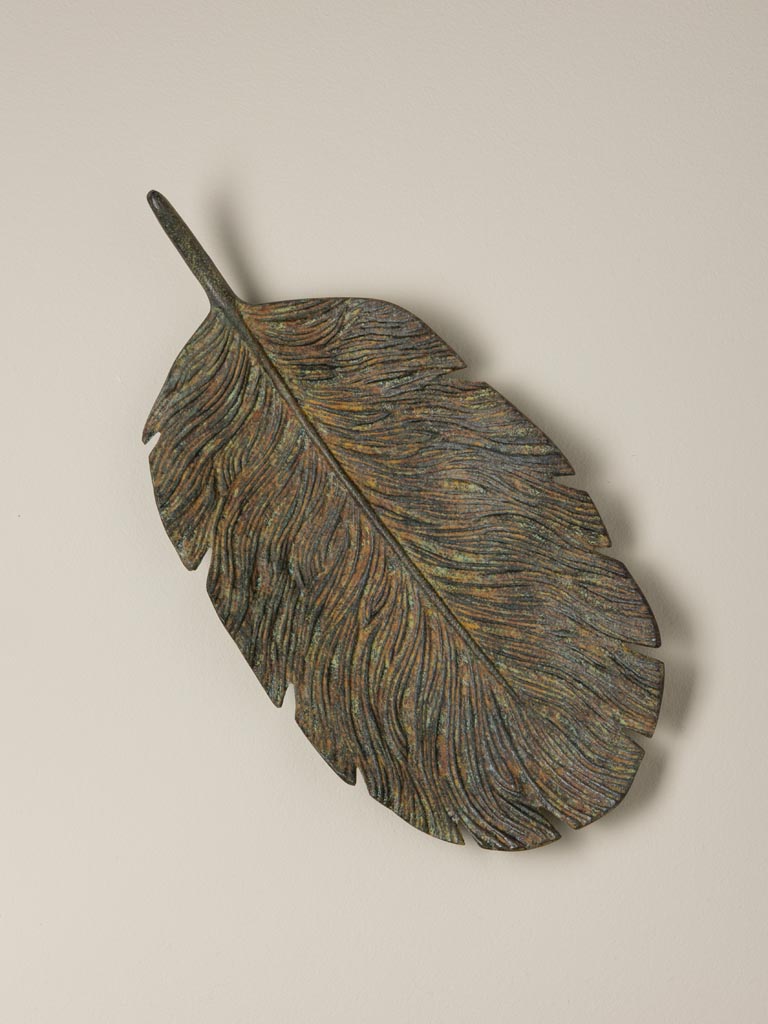 Grande déco feuille patine rustique - 1
