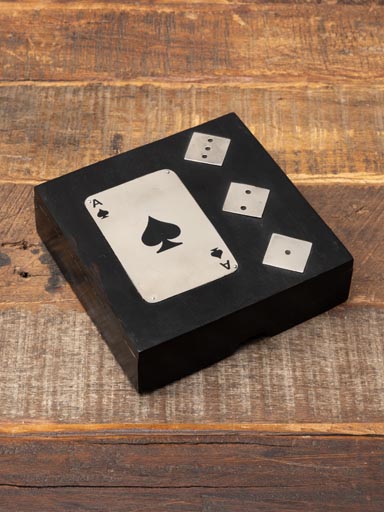 Dices and card box with metal inserts (Lampshade included)