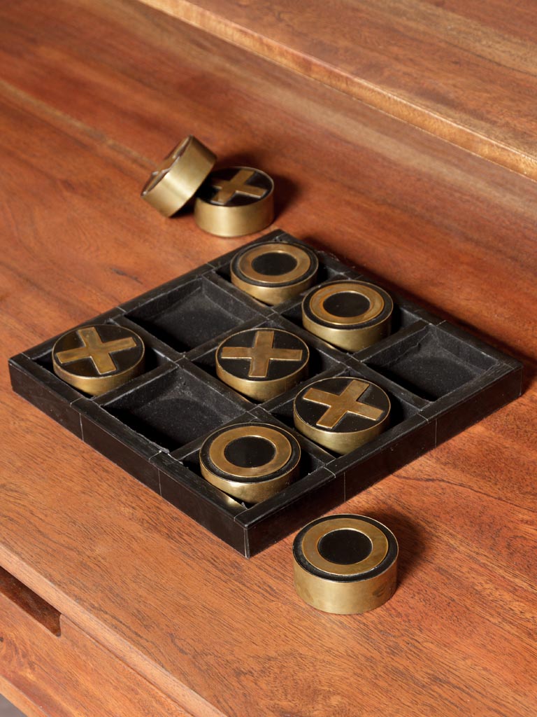 Tic tac toe game resin and brass - 1