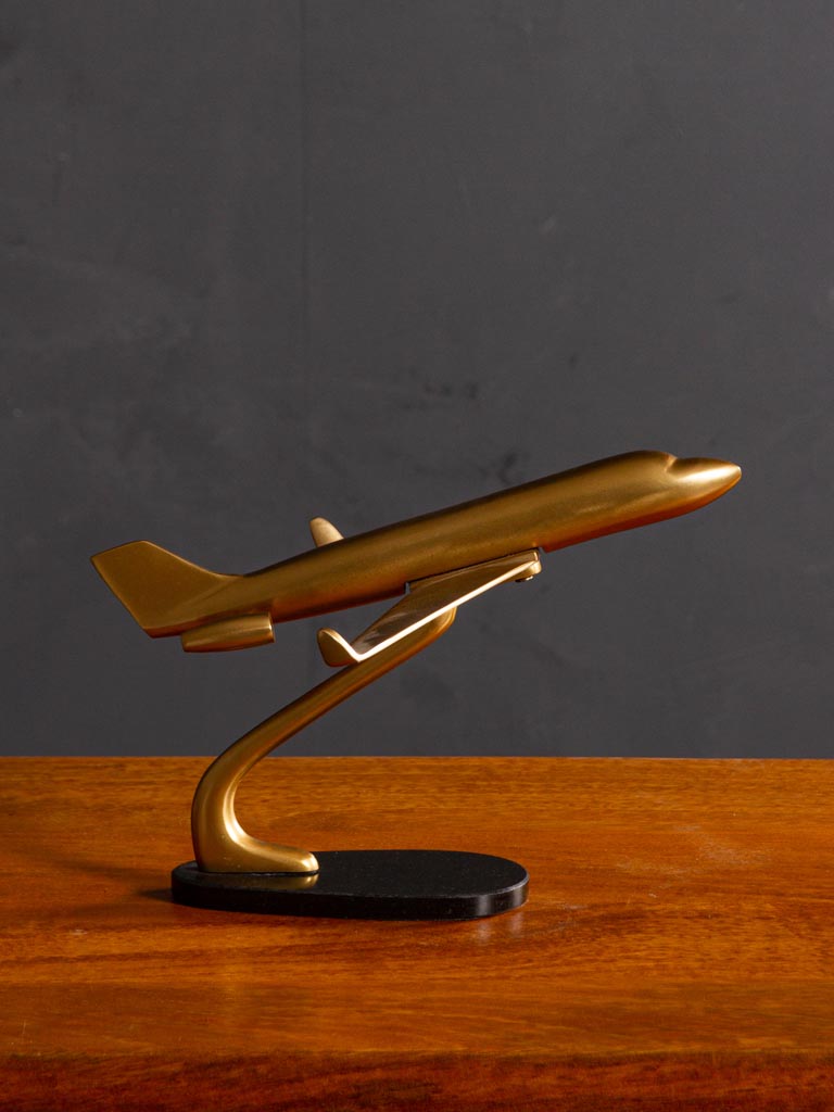 Golden patina plane on granit base - 1