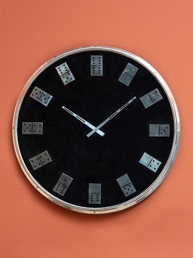 Clock with metal dominos