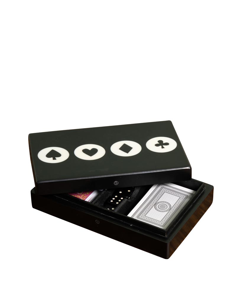 Black box with 2 card games and 5 dices - 2