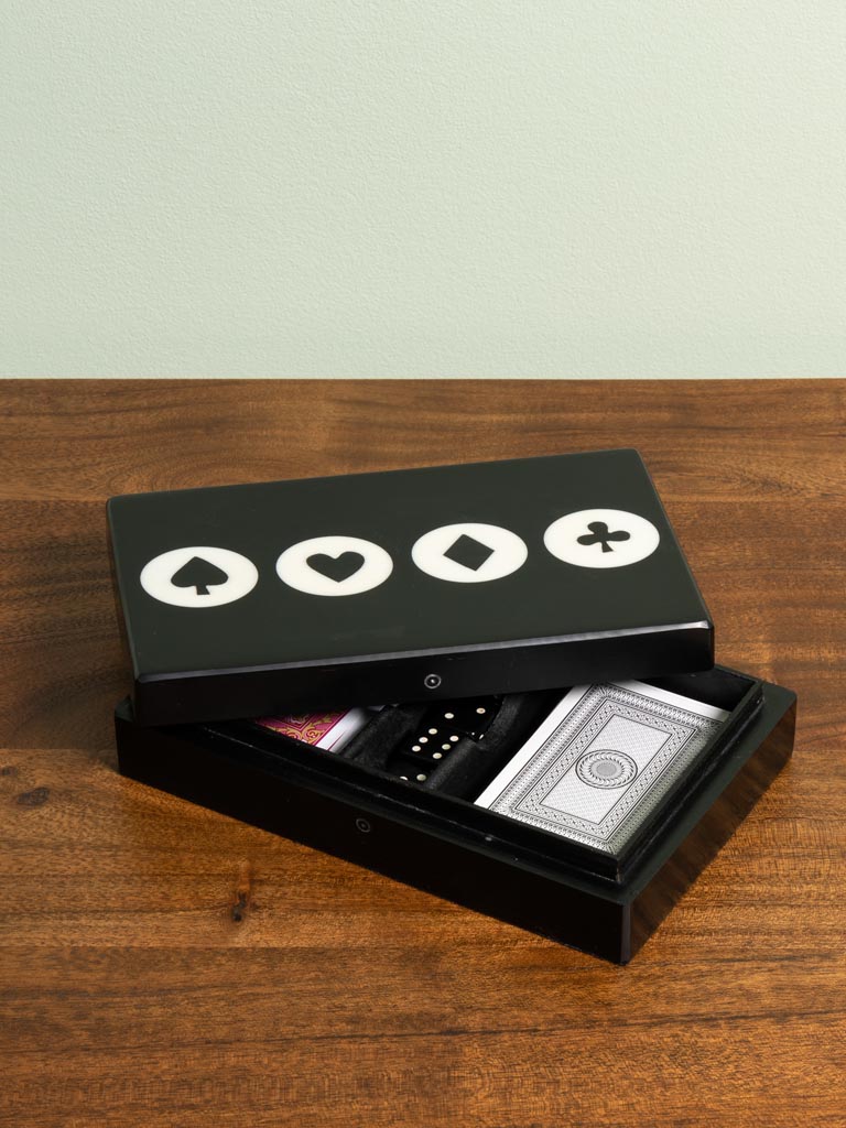 Black box with 2 card games and 5 dices - 5