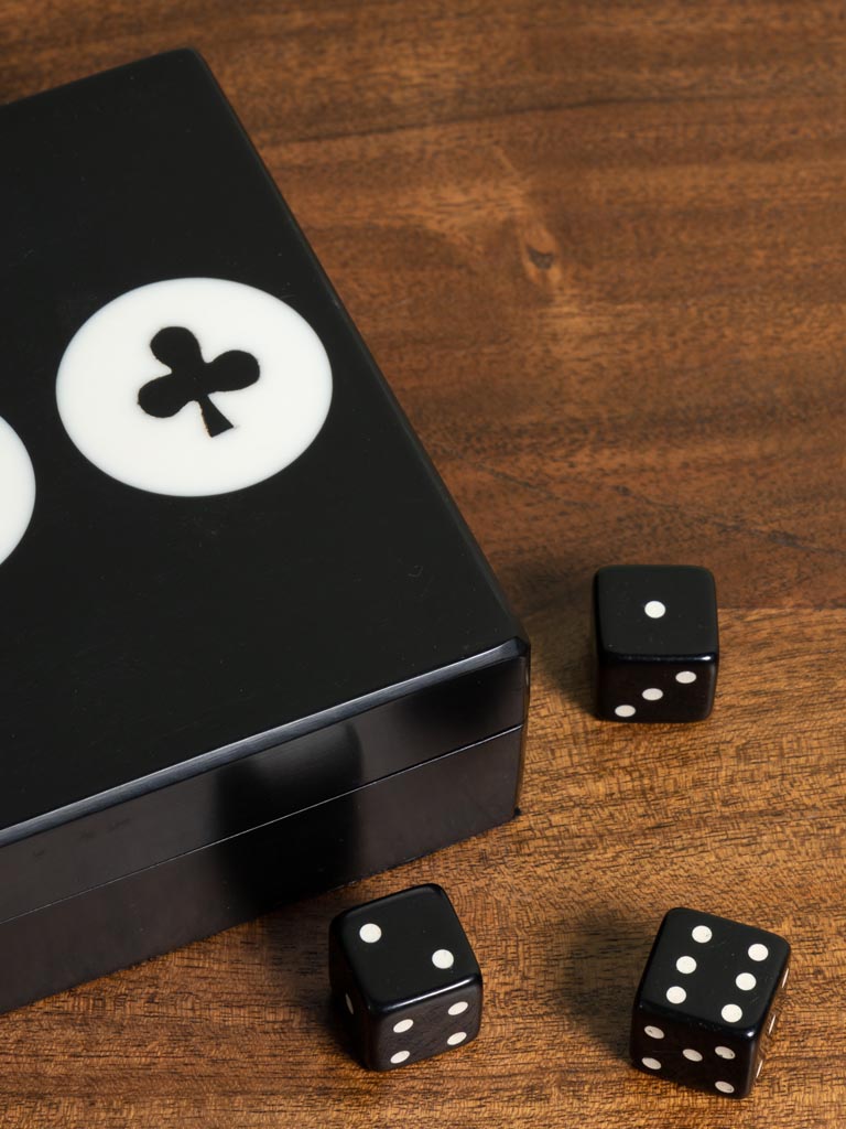 Black box with 2 card games and 5 dices - 6