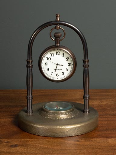 Small hanging clock with compass base