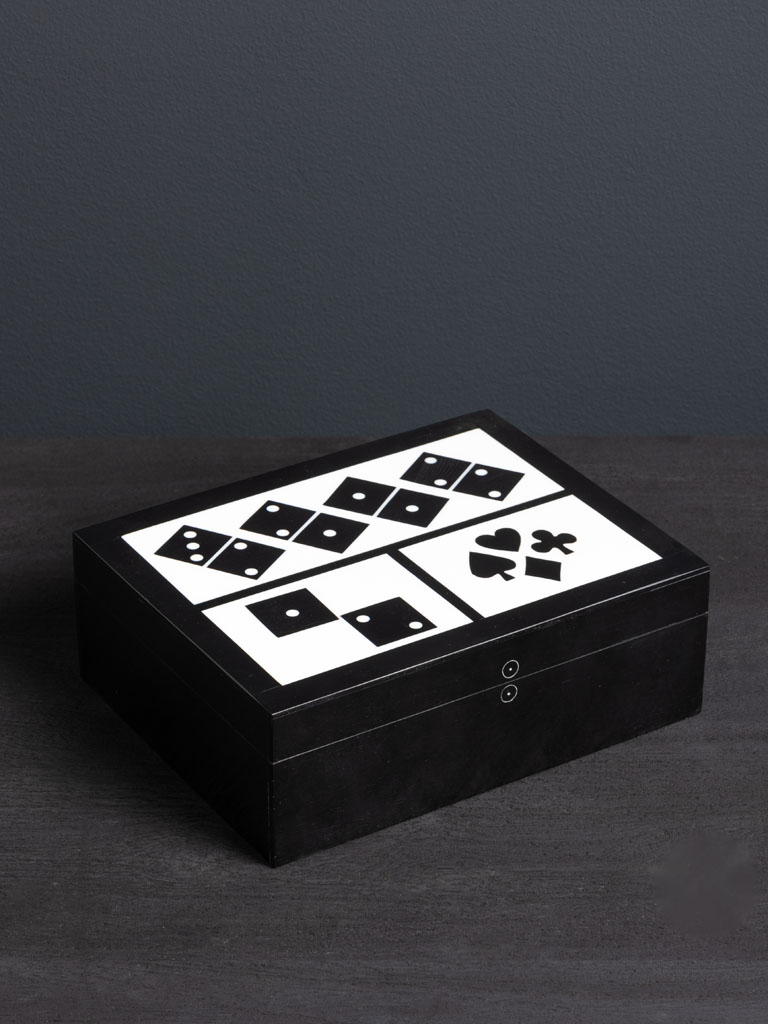 Boîte de jeux 1 jeu de cartes, domino et dés - 1