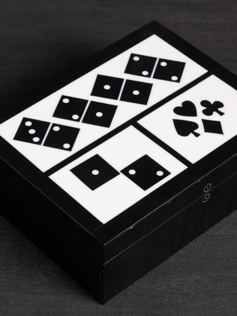 Game box with 1 card game, dominos & dices - 4