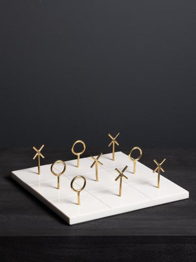 Resin Tic Tac Toe game with golden details