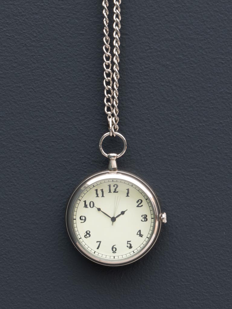 Brass patina pocket watch with chain - 1
