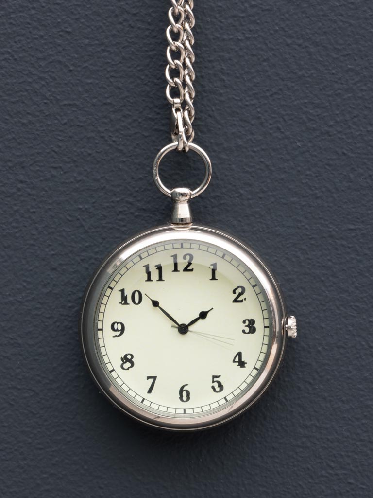 Brass patina pocket watch with chain - 6