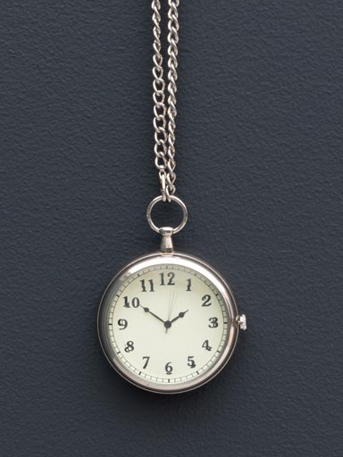 Brass patina pocket watch with chain