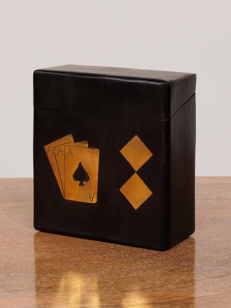 Black and brass box 1 deck of cards and dices - 3
