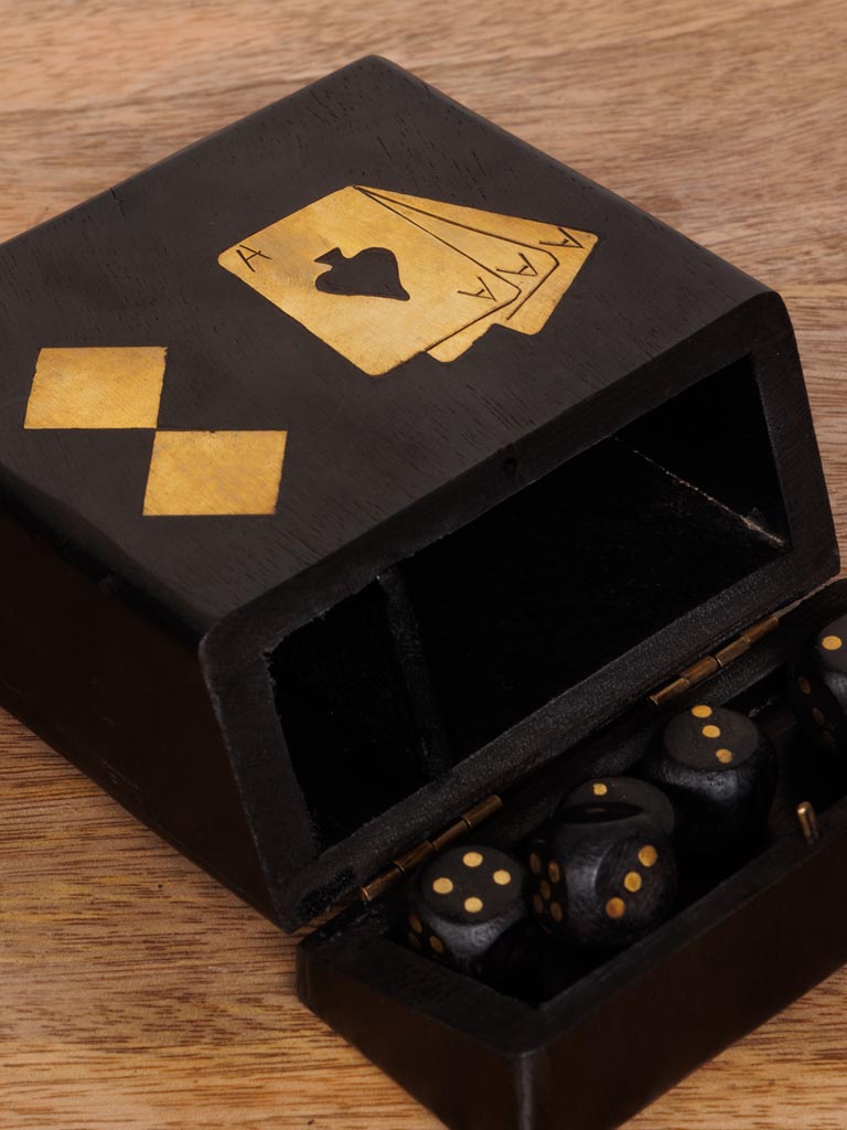 Black and brass box 1 deck of cards and dices - 4