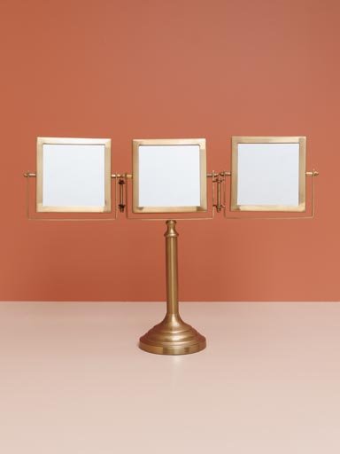 Vanity mirror on base brass finish