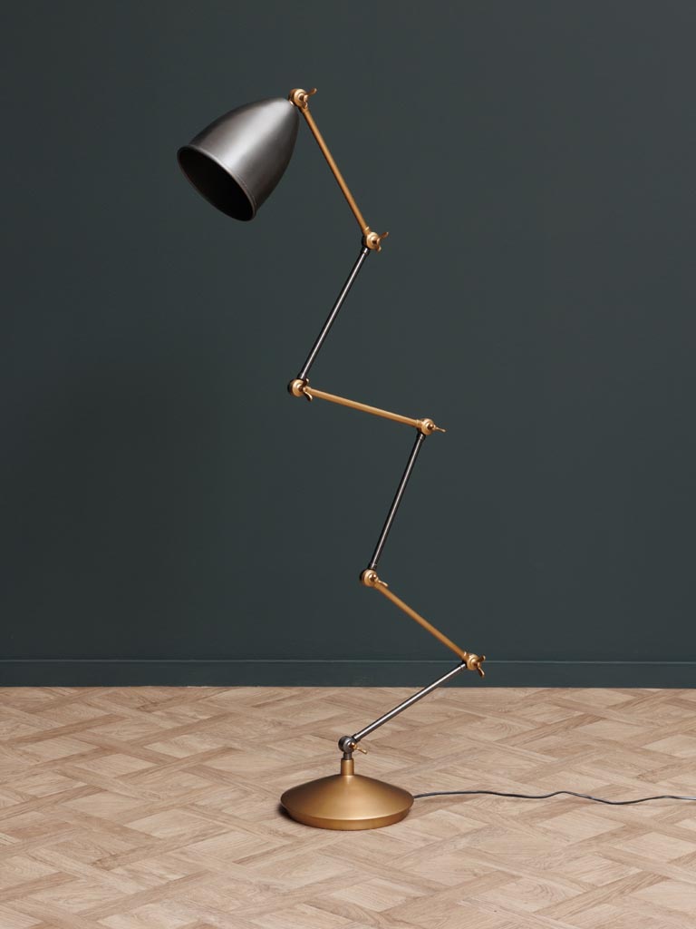 Lampe sur pied Zig Zag or et argent - 1