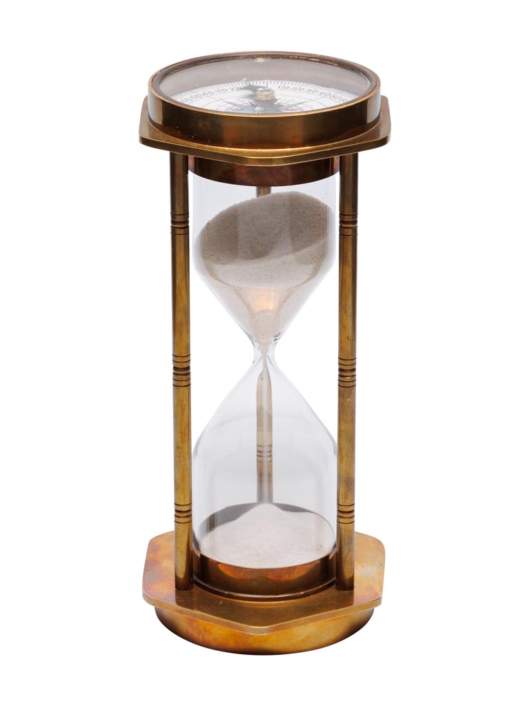 Brass sandtimer with compass - 2
