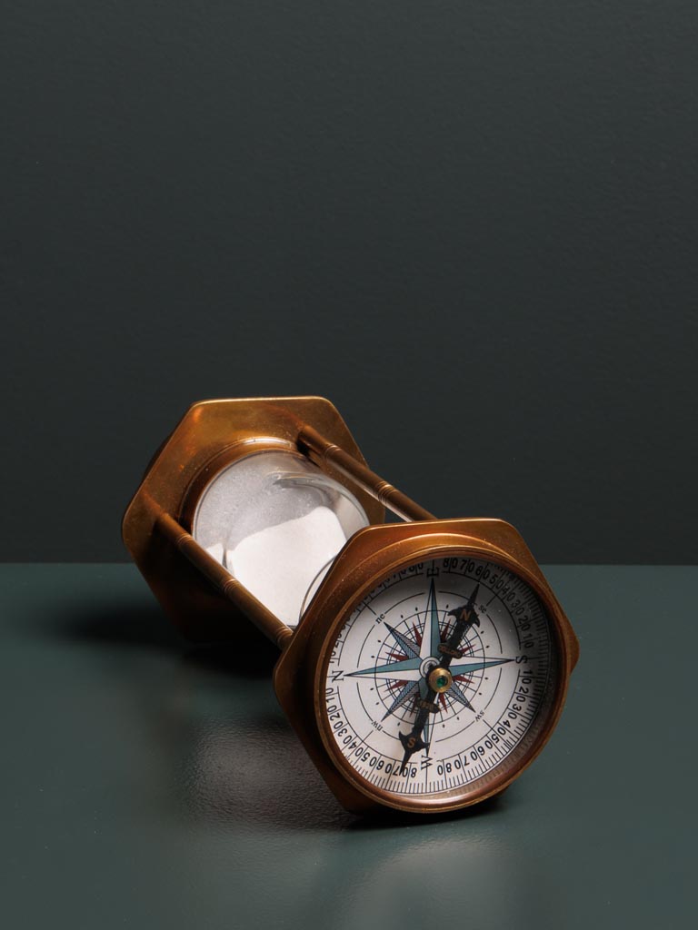 Brass sandtimer with compass - 3