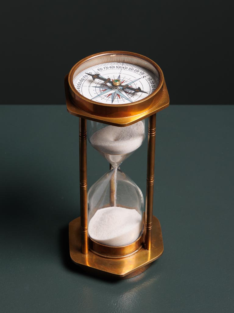 Brass sandtimer with compass - 4