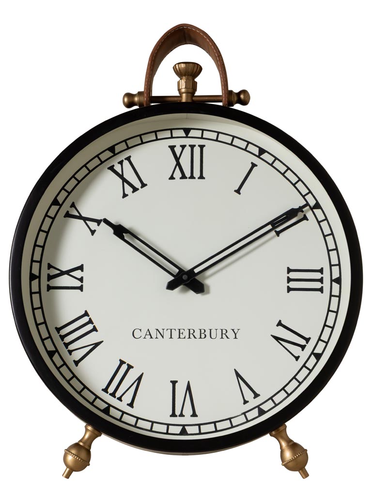 Large leather clock on stand Canterbury - 2