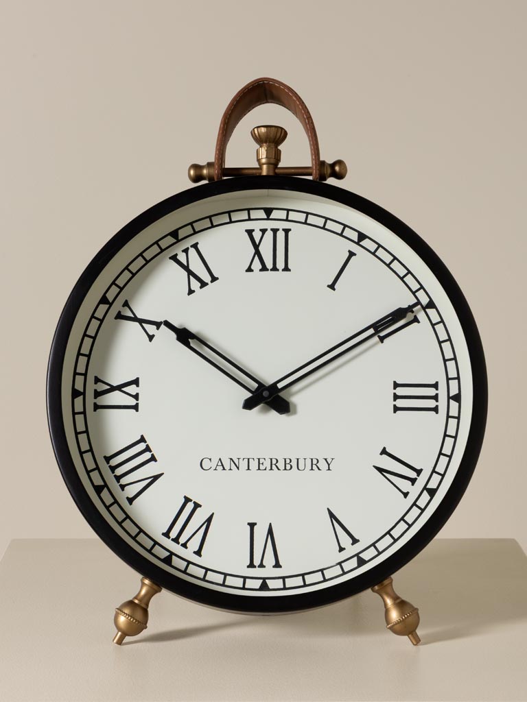 Large leather clock on stand Canterbury - 1