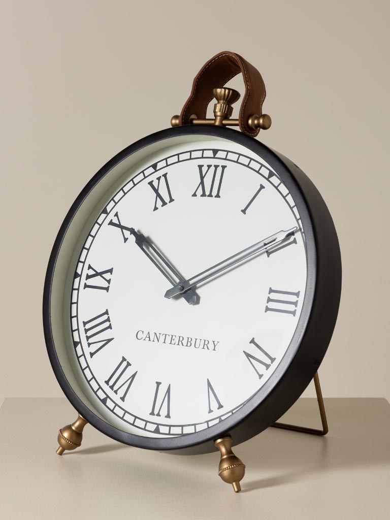 Large leather clock on stand Canterbury - 3