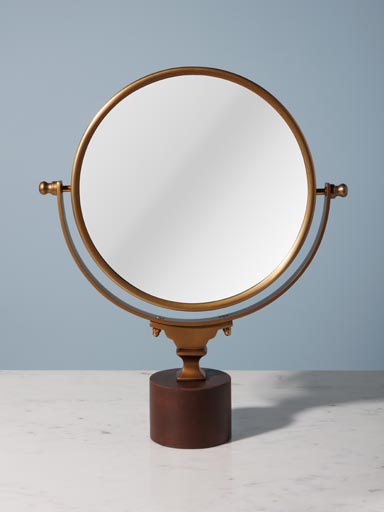 Table mirror leather base