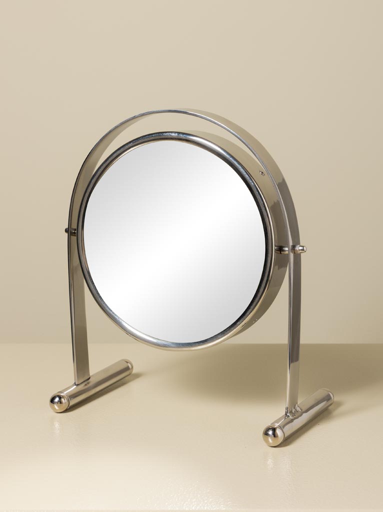 Miroir rond sur base en nickel - 1