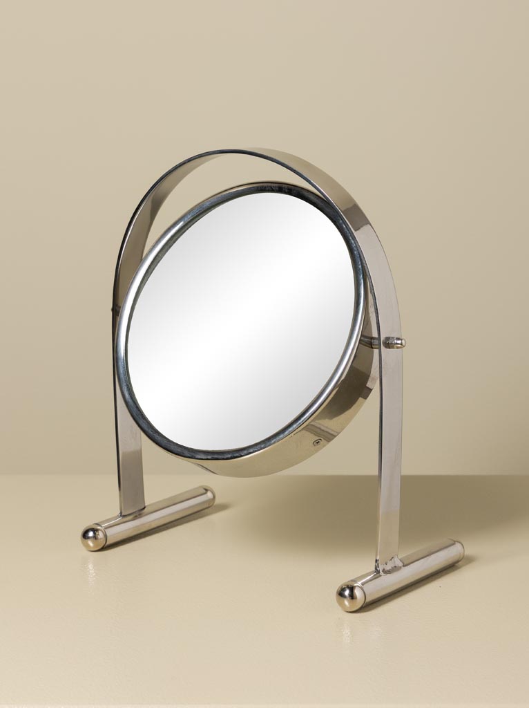 Miroir rond sur base en nickel - 3