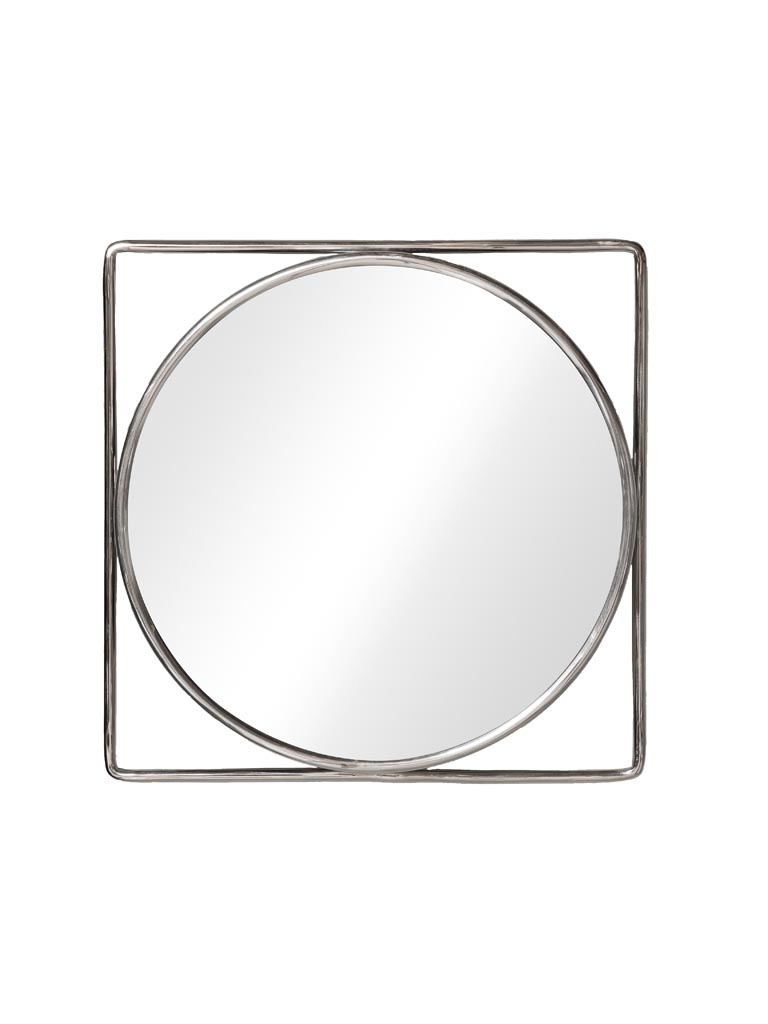 Miroir rond dans cadre acier mural carré - 2
